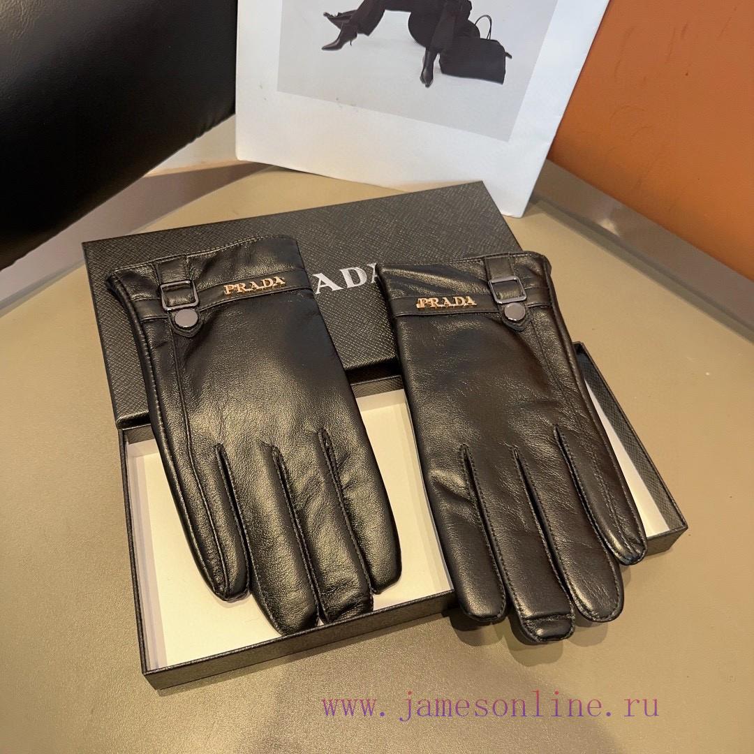 Prada Men's New Product Sheepskin Gloves, Fashionable Gloves, Warm in Autumn and Winter with5iem0oav - Image 9