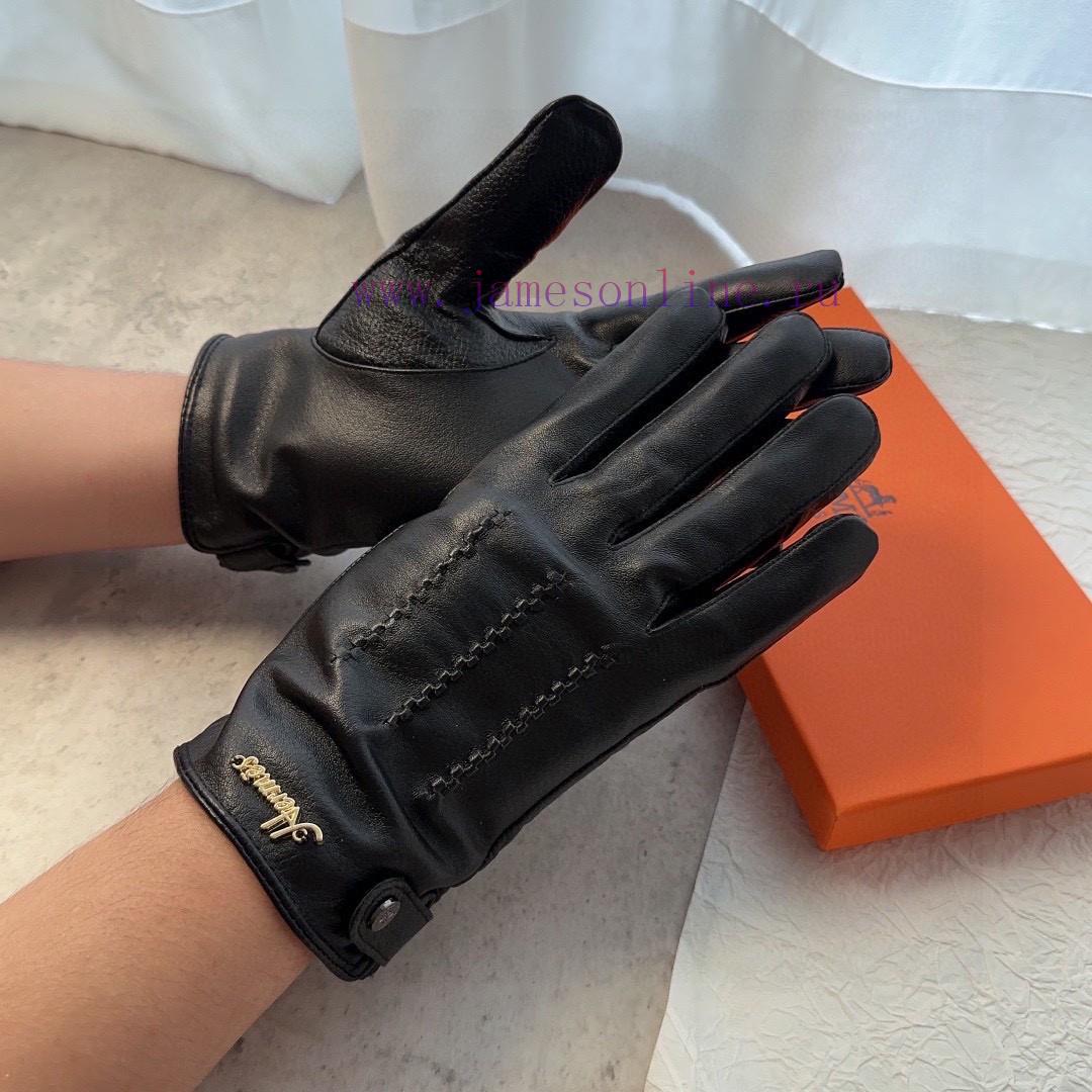 Hermes Men's Gloves, Fashionable Gloves, Warm Interior for Autumn and Winter, Classic and Sik4fpg3rw - Image 2
