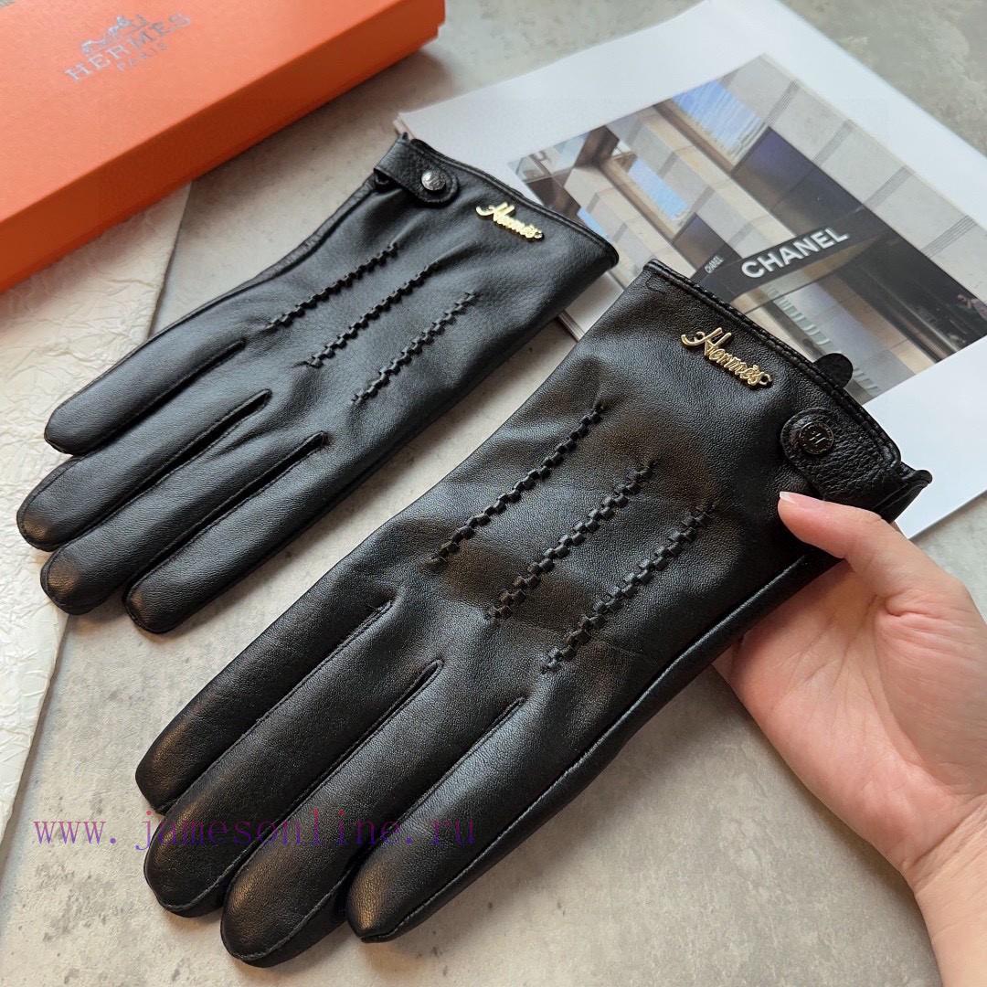 Hermes Men's Gloves, Fashionable Gloves, Warm Interior for Autumn and Winter, Classic and Sik4fpg3rw - Image 9