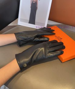 Hermes sheepskin gloves, fashionable gloves, warm interior for autumn and winter, classic antwyp4lis