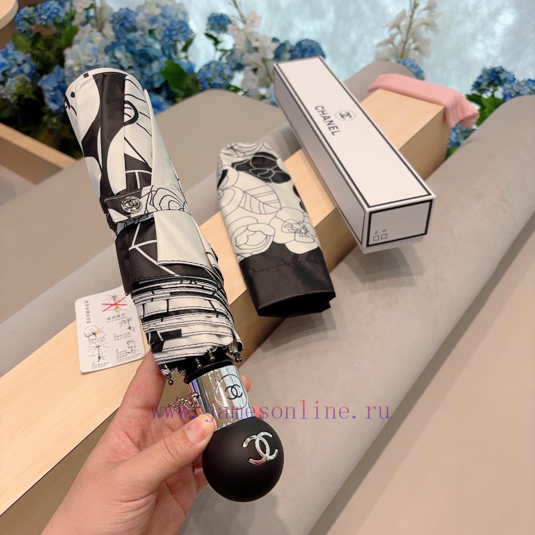 CHANEL Chanel Camellia Classic Returns, Triple Fold Automatic Folding Sunny Umbrella with Chimwpyf8v - Image 4