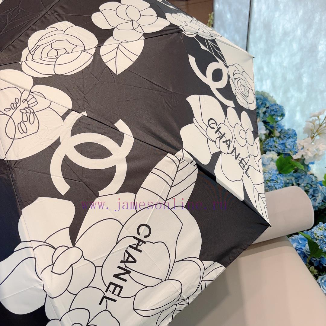 CHANEL Chanel Camellia Classic Returns, Triple Fold Automatic Folding Sunny Umbrella with Chimwpyf8v - Image 12