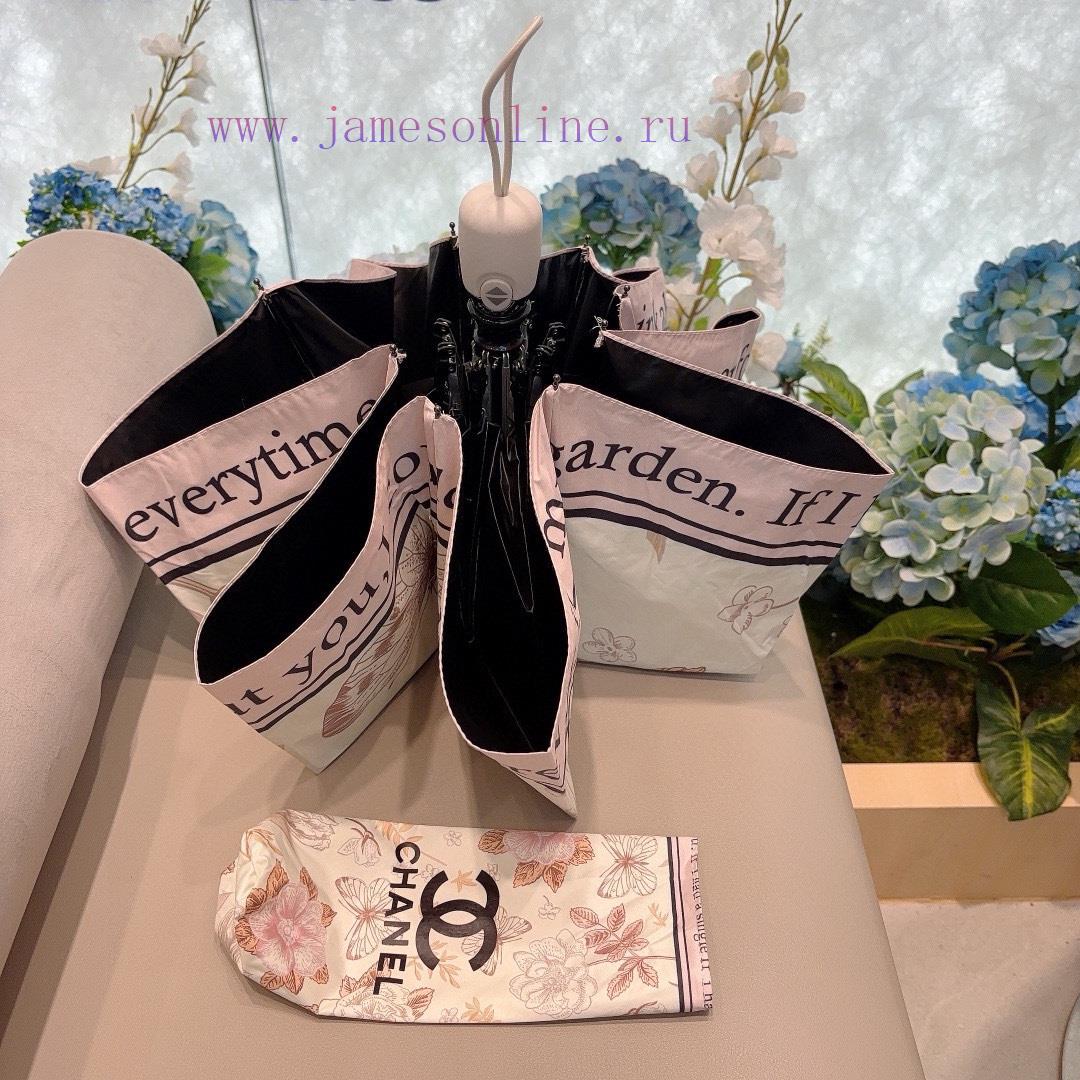 CHANEL Pink Butterfly 🦋 Triple fold automatic folding umbrella with exquisite workmanship, ssslzo78l - Image 5