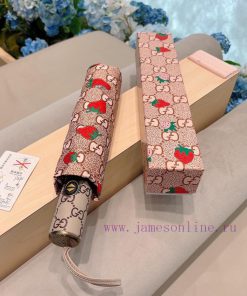 GUCCIGucciGG Strawberry Triple Fold Automatic Folding Sunny Umbrella, Sunny Sunshade, Rainy ascknun0