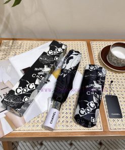CHANEL Camellia Graffiti 2024 New Three Fold Automatic Folding Umbrella with Exquisite Crafthbs7move