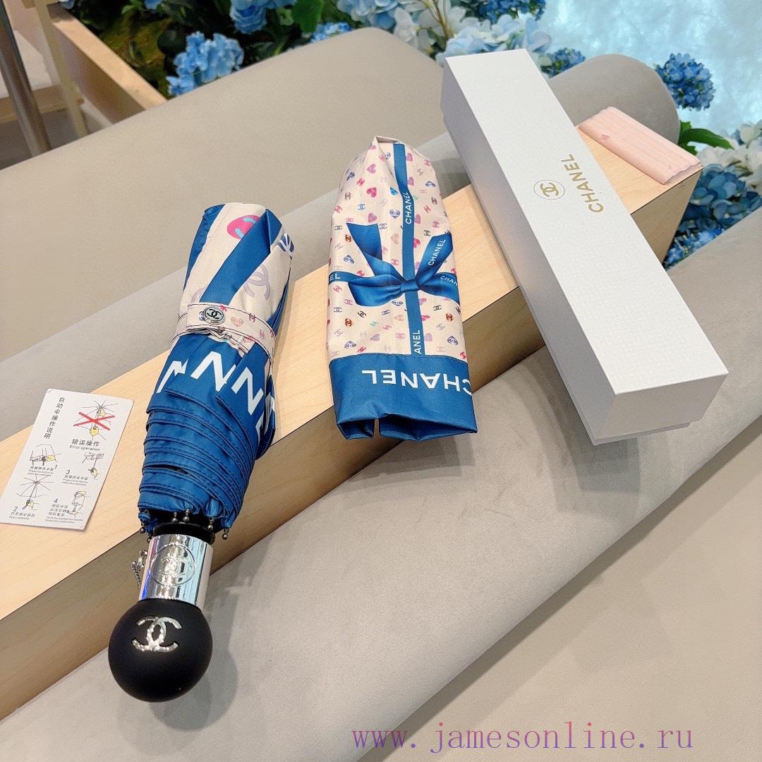 CHANEL Butterfly Knot Classic Returns, Triple Fold Automatic Folding Umbrella with Chanel Sottsysl6o