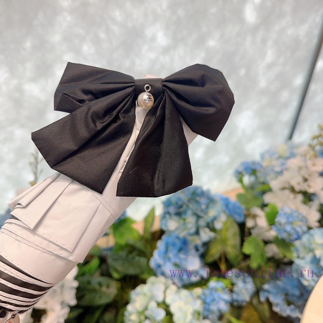 CHANEL 2024 new pearl bow, three fold automatic folding umbrella, exquisite workmanship, fashqnxs7ta - Image 3