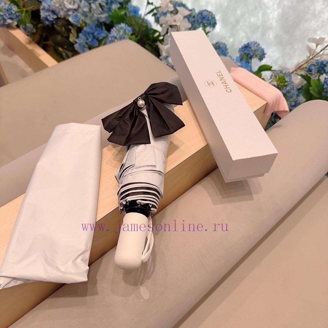 CHANEL 2024 new pearl bow, three fold automatic folding umbrella, exquisite workmanship, fashqnxs7ta - Image 5