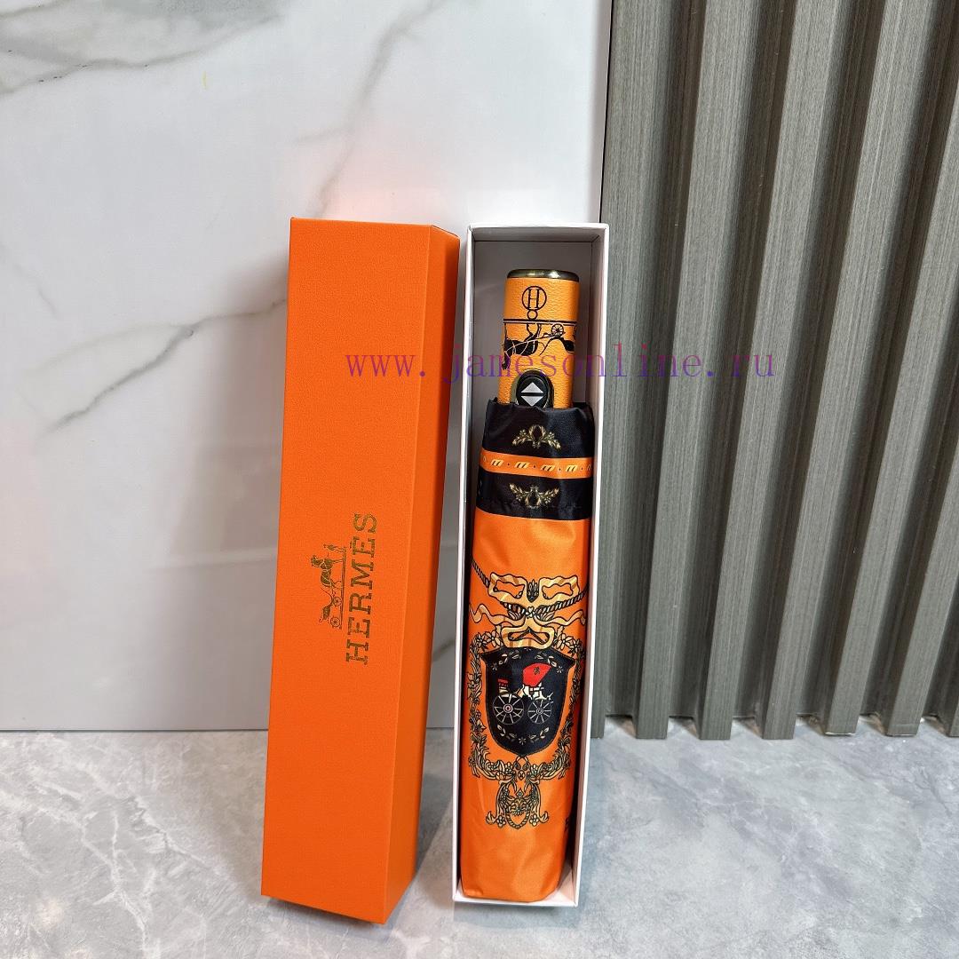 Hermes Emblem 2024 Summer New Fully Automatic Folding UmbrellaBlack coating sunscreen effect8zit261q - Image 2