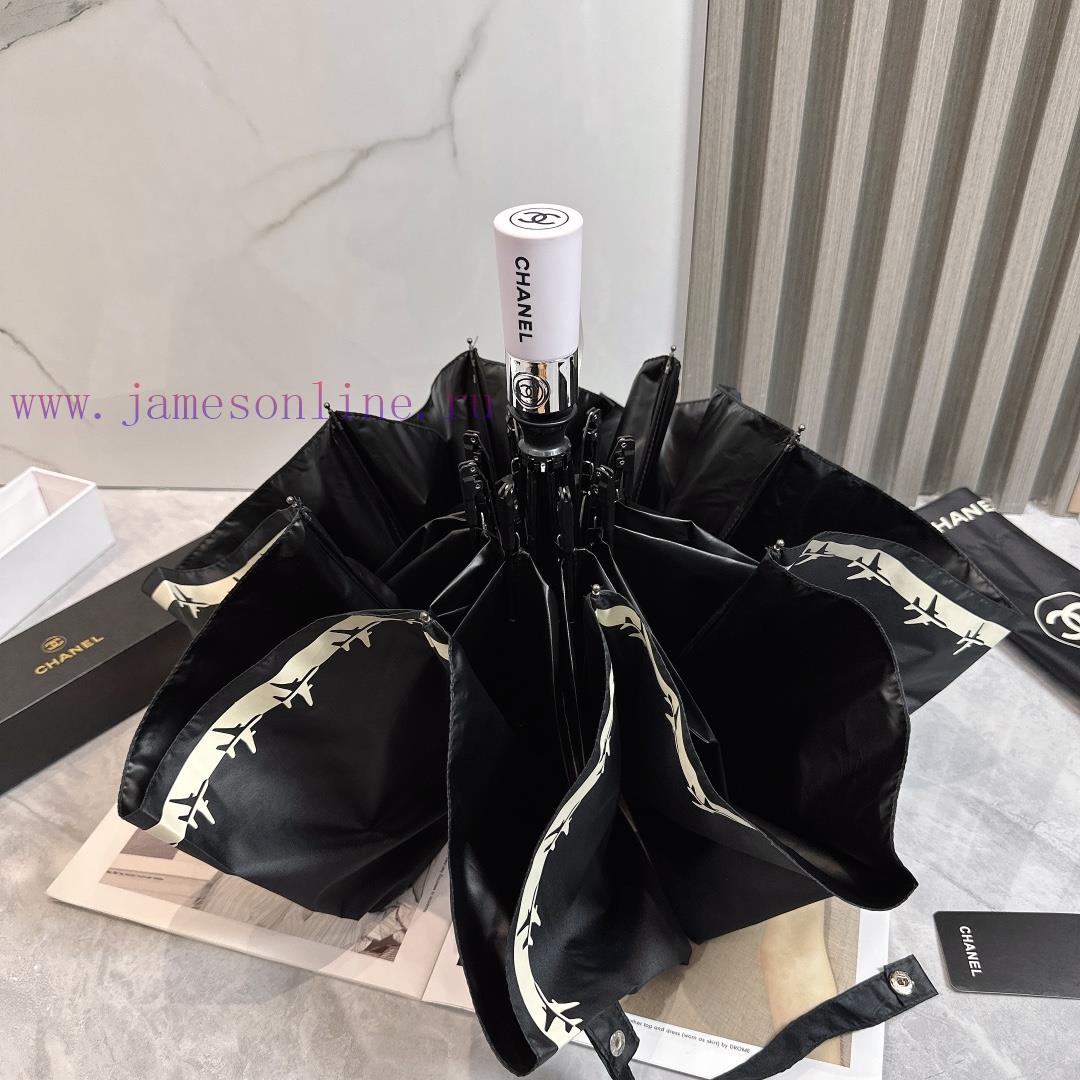 CHANEL Airplane 2024 Summer New Fully Automatic Folding UmbrellaBlack coating sunscreen effeitfp5zfw - Image 6