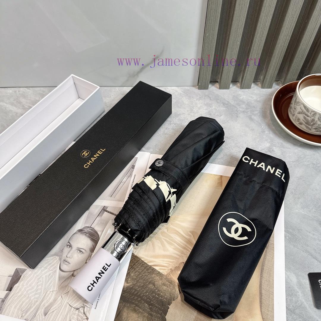 CHANEL Airplane 2024 Summer New Fully Automatic Folding UmbrellaBlack coating sunscreen effeitfp5zfw - Image 8