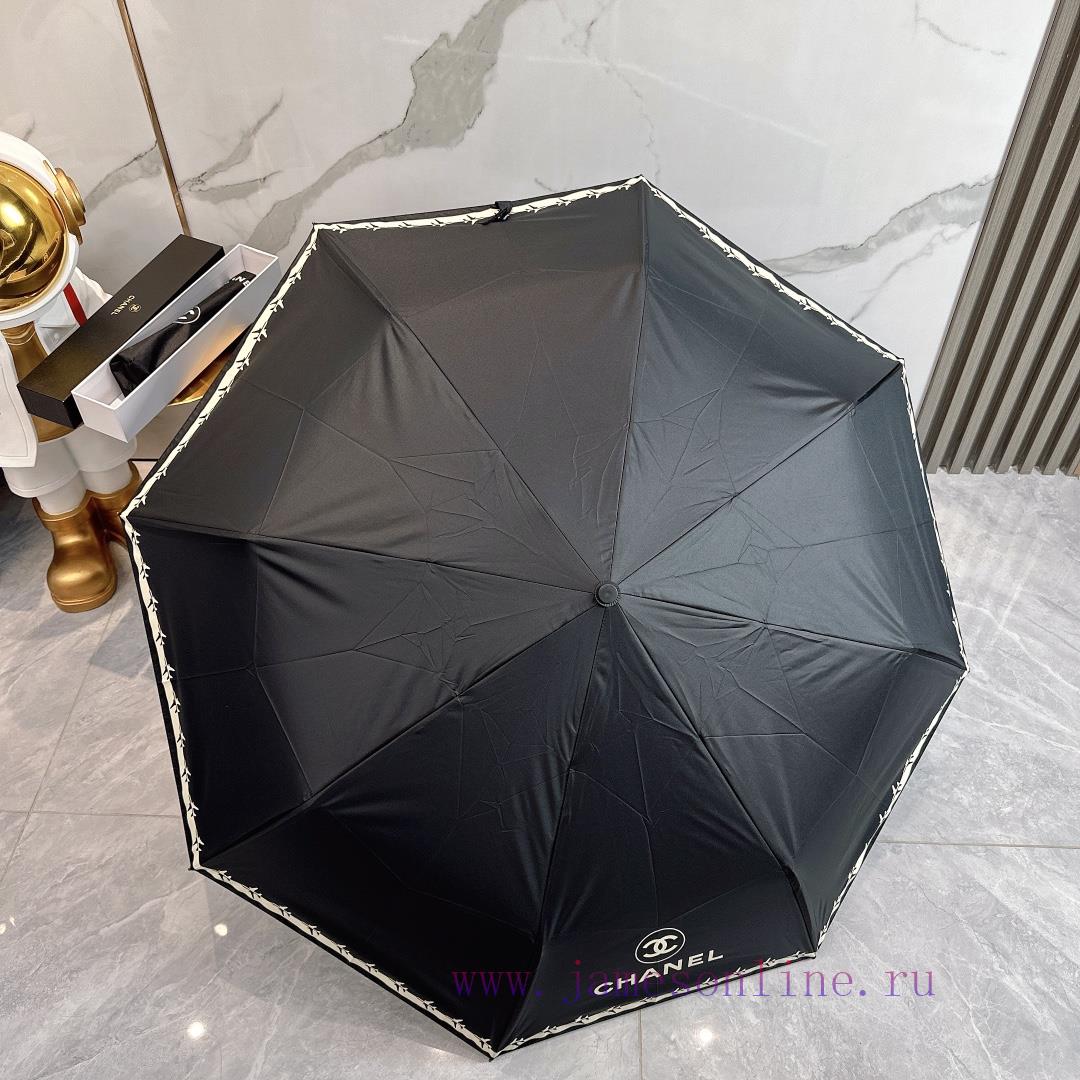 CHANEL Airplane 2024 Summer New Fully Automatic Folding UmbrellaBlack coating sunscreen effeitfp5zfw - Image 9