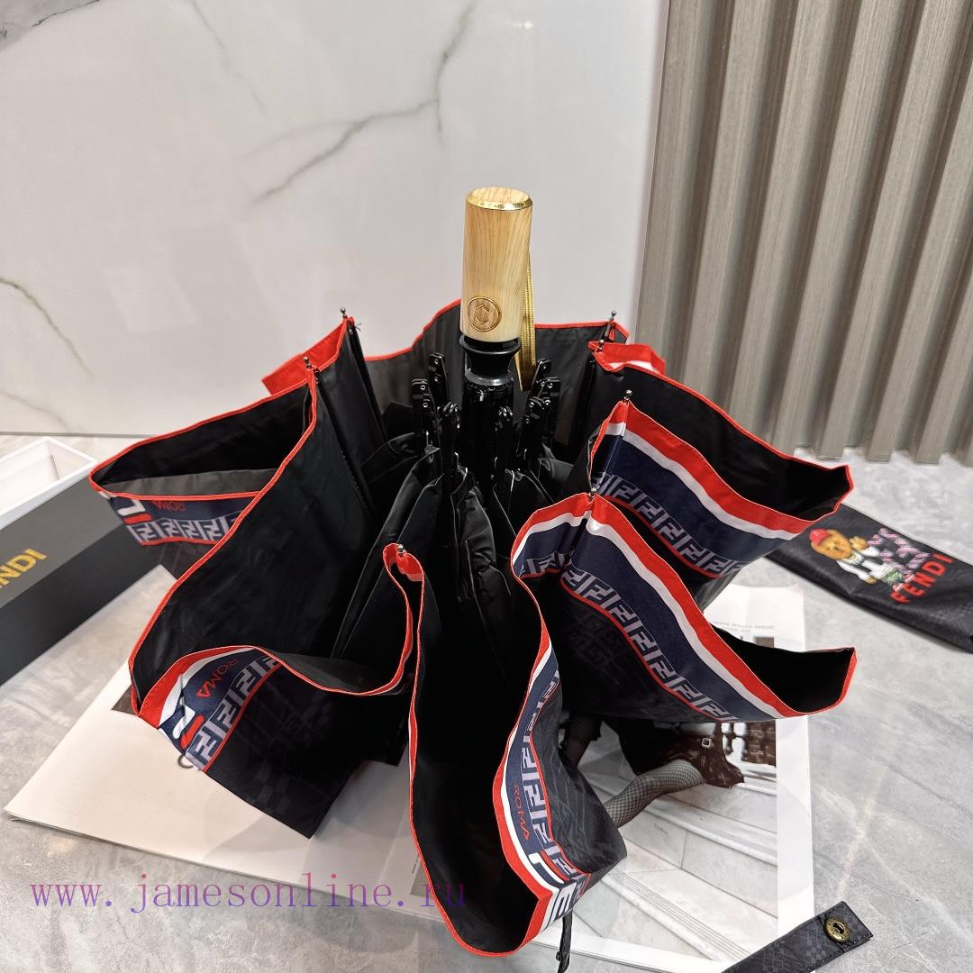 FENDI 2024 Summer New Fully Automatic Folding UmbrellaBlack coating sunscreen effectively blww0a7ccg - Image 5
