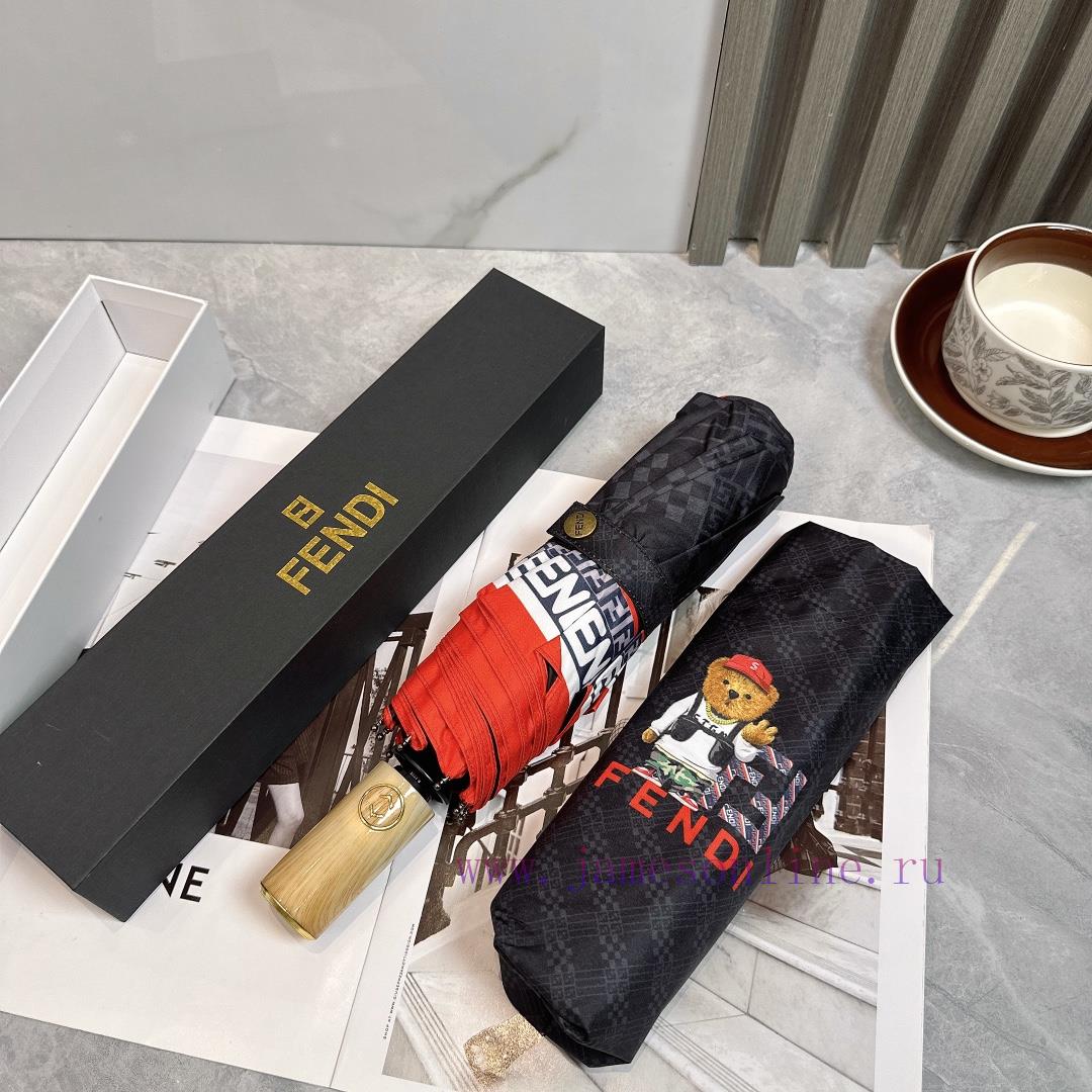 FENDI 2024 Summer New Fully Automatic Folding UmbrellaBlack coating sunscreen effectively blww0a7ccg - Image 6