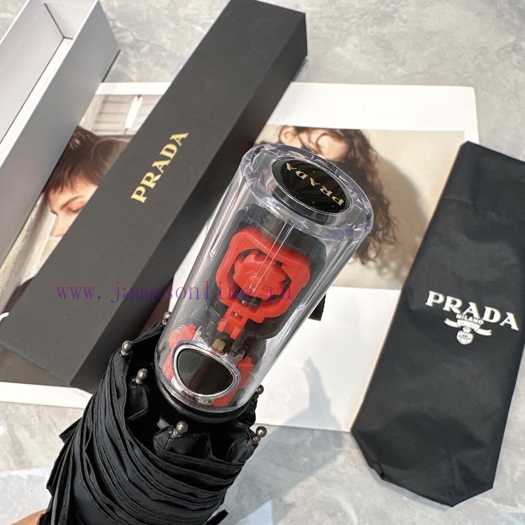 Prada Transparent Handle 2024 Summer New Fully Automatic Folding UmbrellaBlack coating sunscodj3l46e - Image 3