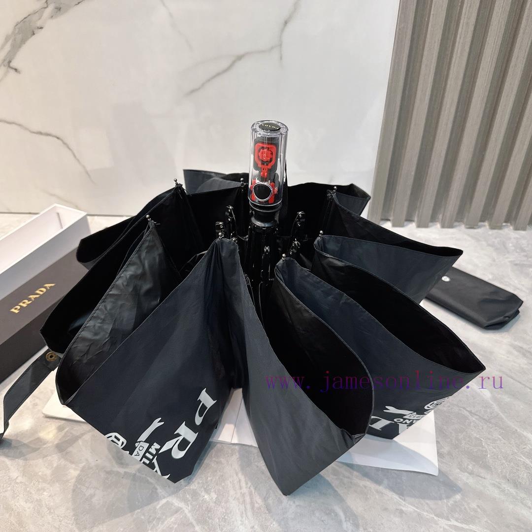 Prada Transparent Handle 2024 Summer New Fully Automatic Folding UmbrellaBlack coating sunscodj3l46e - Image 6