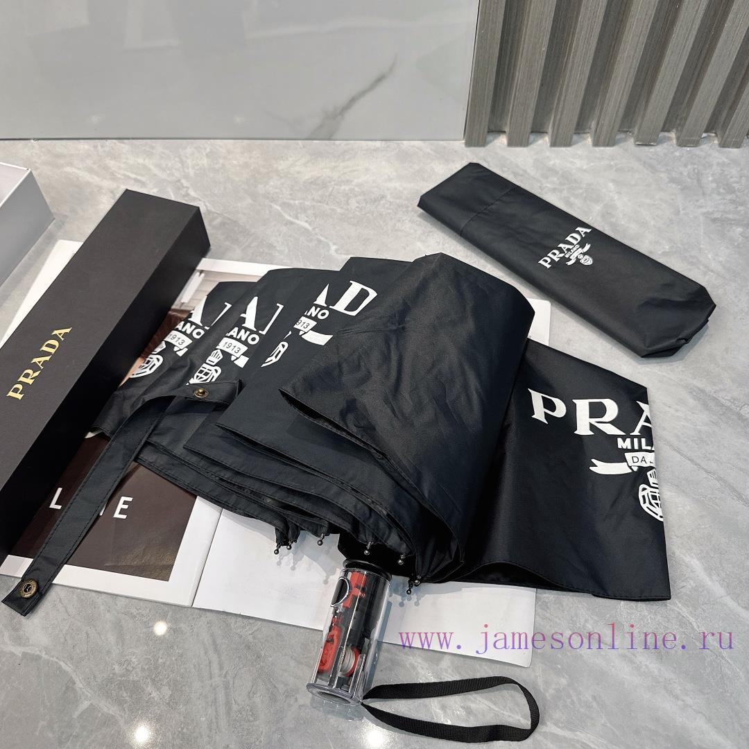 Prada Transparent Handle 2024 Summer New Fully Automatic Folding UmbrellaBlack coating sunscodj3l46e - Image 7