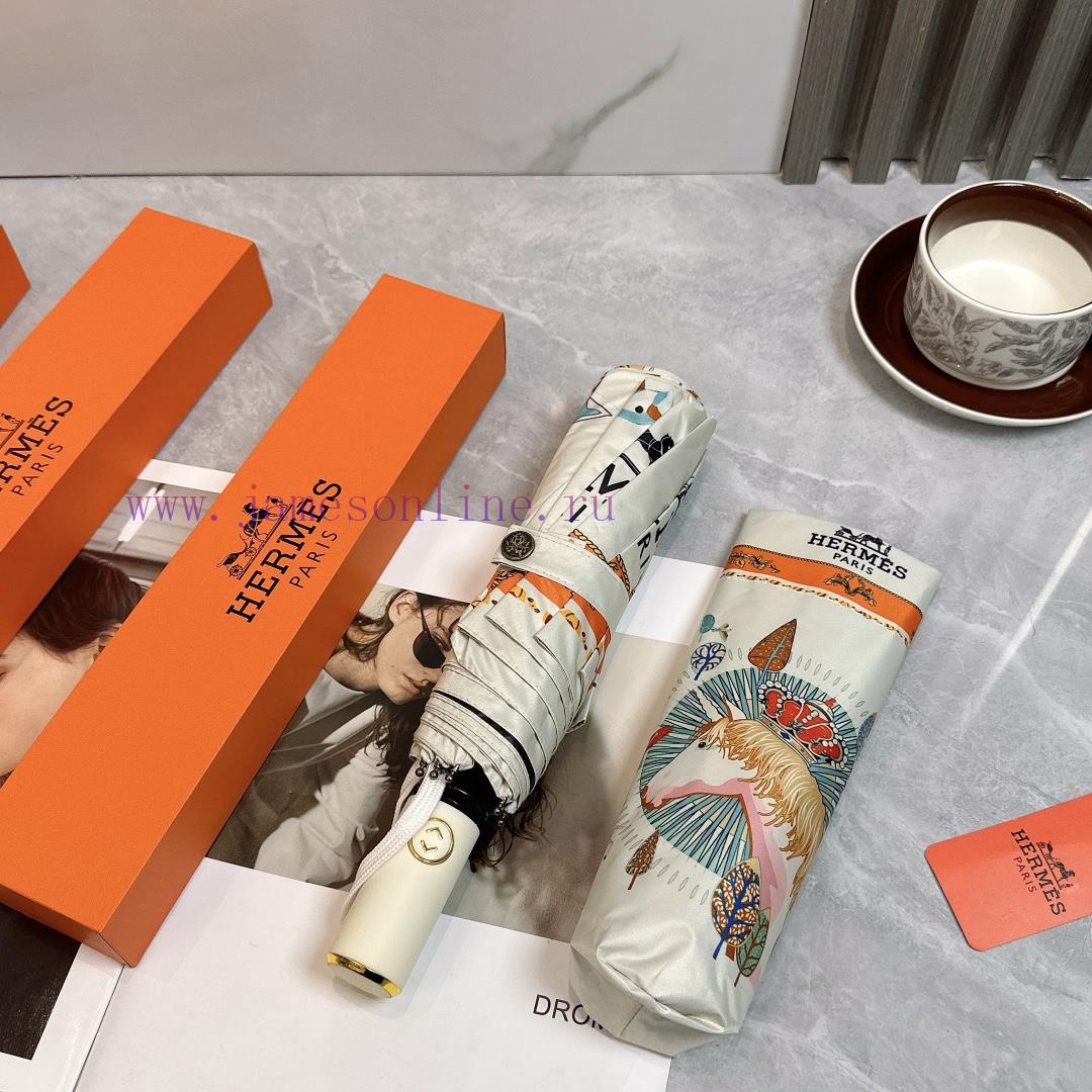 Hermes Crown Warrior 2024 Summer New Fully Automatic Folding UmbrellaBlack coating sunscreen6wge5p1v - Image 8