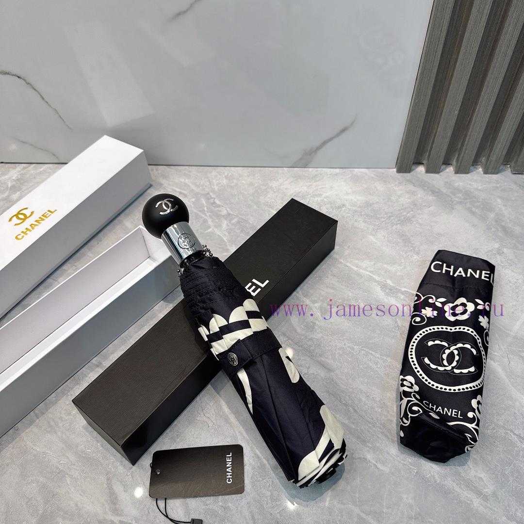 CHANEL Classic 2024 Summer New Fully Automatic Folding UmbrellaBlack coating sunscreen effecqp0uchhp - Image 3