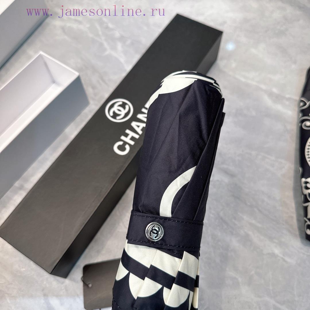 CHANEL Classic 2024 Summer New Fully Automatic Folding UmbrellaBlack coating sunscreen effecqp0uchhp - Image 5