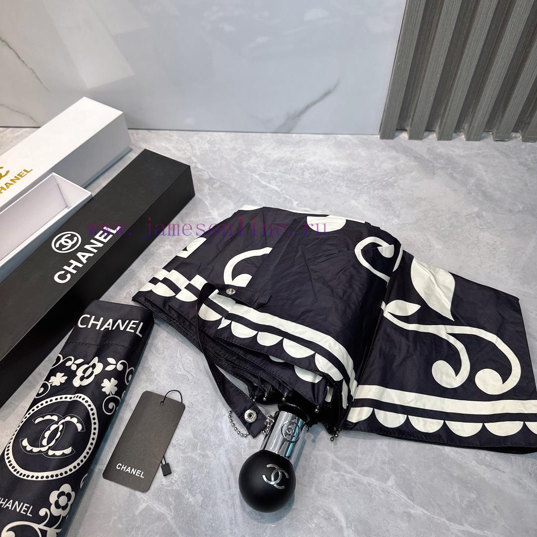 CHANEL Classic 2024 Summer New Fully Automatic Folding UmbrellaBlack coating sunscreen effecqp0uchhp - Image 6