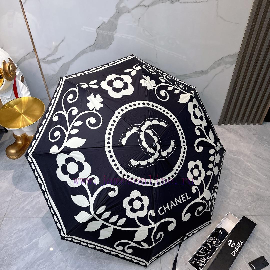 CHANEL Classic 2024 Summer New Fully Automatic Folding UmbrellaBlack coating sunscreen effecqp0uchhp - Image 10