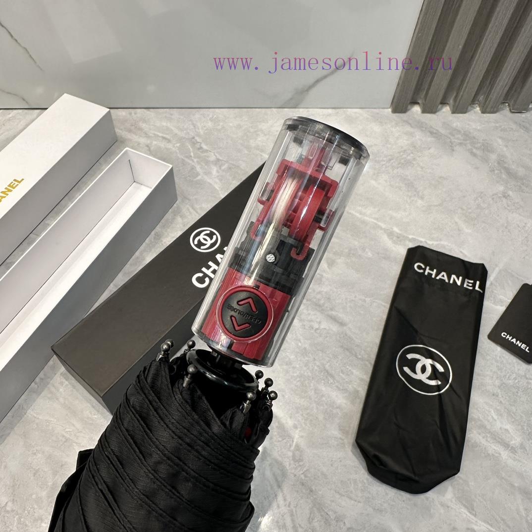 CHANEL Transparent Umbrella Handle 2024 Summer New Fully Automatic Folding Sunny UmbrellaBla9a1eggjm - Image 4