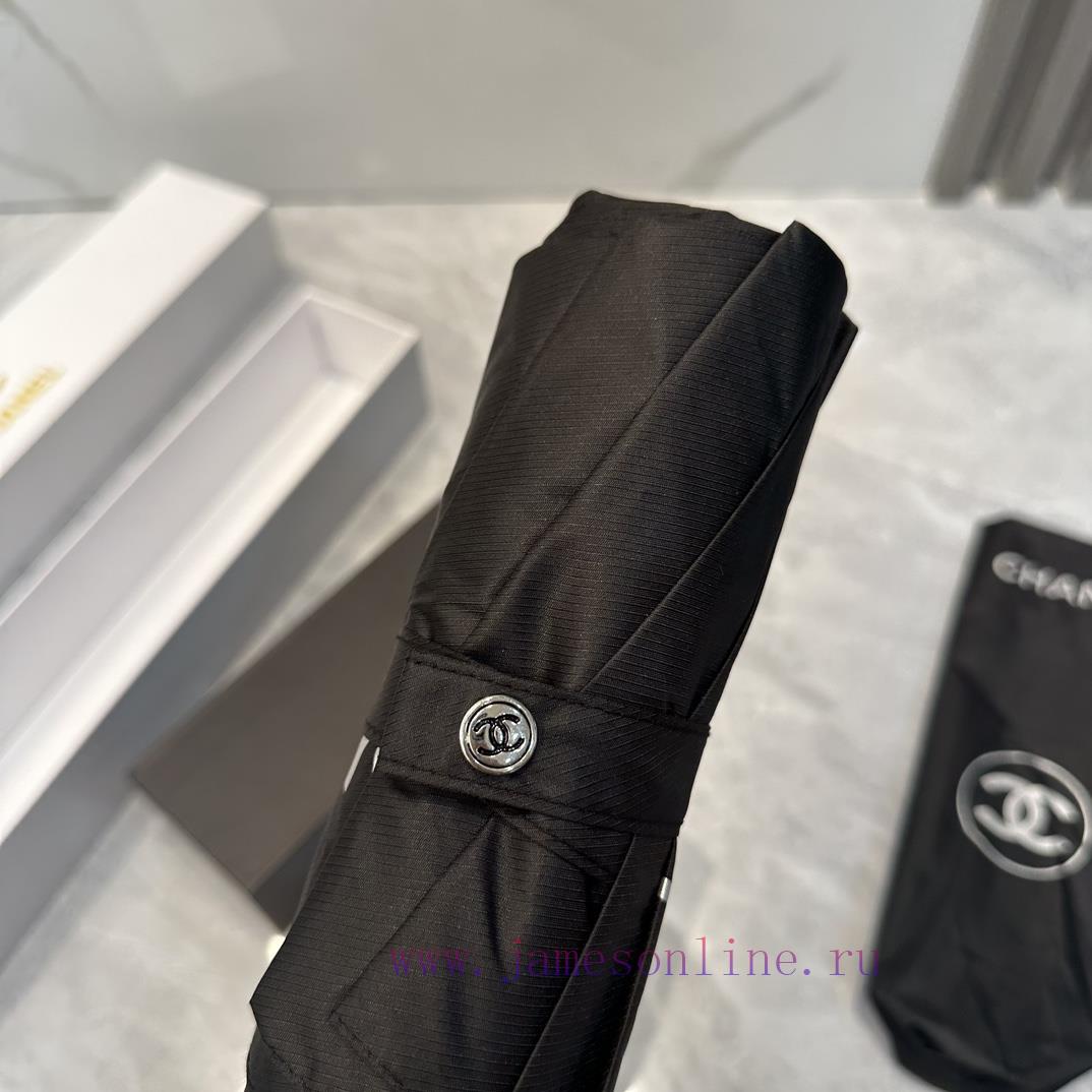 CHANEL Transparent Umbrella Handle 2024 Summer New Fully Automatic Folding Sunny UmbrellaBla9a1eggjm - Image 5
