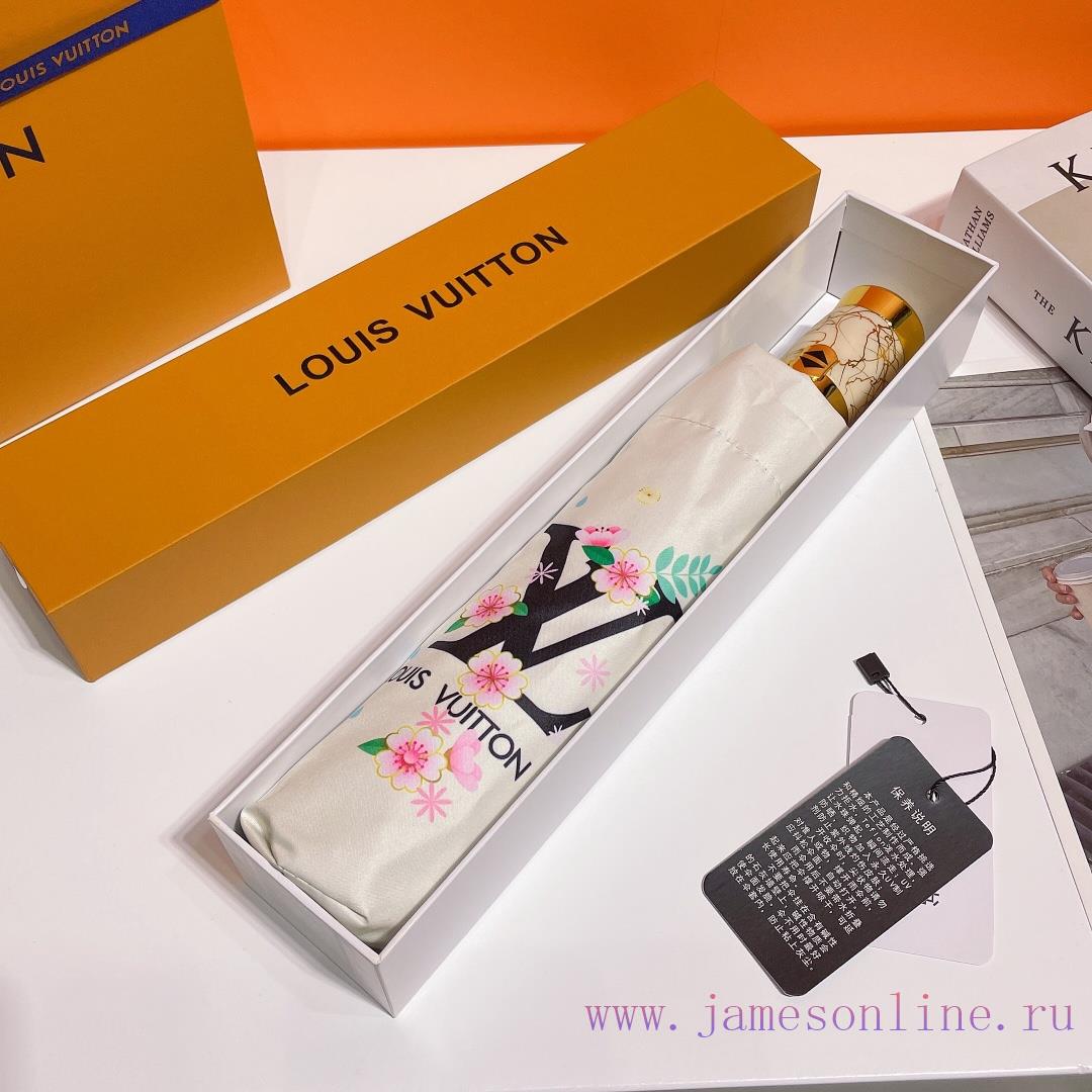 Louis Vuitton's snow landscape flower premium LV explosive automatic umbrella presents a unibj8php8q