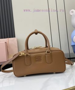 Gucci New miumiu Miu Arcadie Cowhide Medium (27cm) Bowling Handbag/Crossbody Bag - Cognac Le b981iwy7