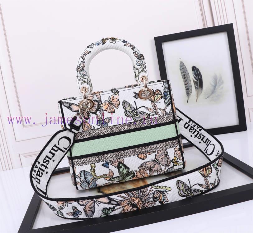 D-LITE HandbagGreen Butterfly Five Grid EmbroideryThis Lady D-Lite Handbag Blends Classic Elega bsejlob9 - Image 4