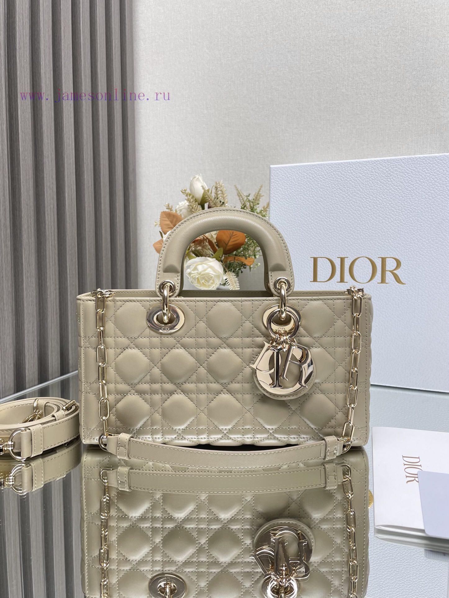 Top Tier Original Factory With Complete PackagingMedium LADY D-JOY Handbag "Apricot Sheepskin"T 72shbymp
