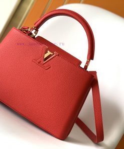 Louis Vuitton Bags Original SingleCOW LEATHERM59882 M42259 Red Medium Capucines BB Handbag Made Of Imported Calf L 5oop456s