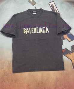 Real Time Video ShootingBalenciaga BLCG Washed Letter Tape Round Neck Short Sleeved T-shirt*No w3mf78x2