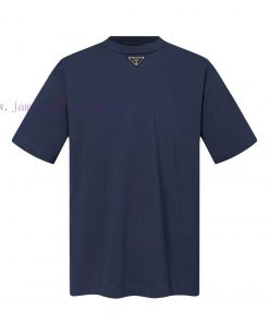 Prada Chest Triangle LogoThe Fabric Is Made Of 26s Double Yarn Combed Cotton Tightly Spun Yarn phuqctdg