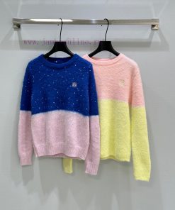 25SS Early Spring New Lo Color Blocked Knit Sweater Round Neck Design Ribbed Collar Cuffs And H w0dizlwy