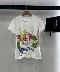 Dior 2025 New Product LaunchPainted Round Neck Print 𝑇𝑒𝑒Customized YB Silky Cotton Material Wit 3z3glx9m