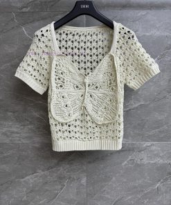 Summer New ArrivalsDior Butterfly Hollow Knitted Top 2025 Spring/Summer Collection Temperament xy5y9trh