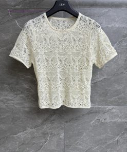 Summer New ArrivalsDior Butterfly Hollow Short Sleeve 2025 Spring/Summer Collection Versatile R c5cgpw1g