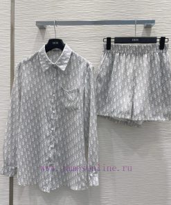 Christian Dior 2025SS New Shirt Set With Micro Perspective And Subtle Fashion. The Style Is Del 03h0g4m0