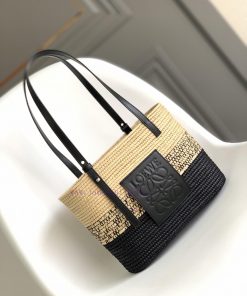 Loewe Bags . 𝑳𝒐𝒆𝒘𝒆 Gradient Coconut Fiber And Cow Leather Square Basket Handbag 🧺 New ColorA Traditional S j7ask3ri