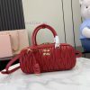 MiuMiu Bags New Arcadia Matelasse Sheep Leather Medium 27cm Bowling Handbag/Crossbody Bag - Red SheepskinTh gpu245np