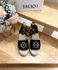 Brand LoeweLOEWE (Roewe) Slope Heeled Fisherman's Shoes For Women Canvas And Cow LeatherAnagram sz2h08vf