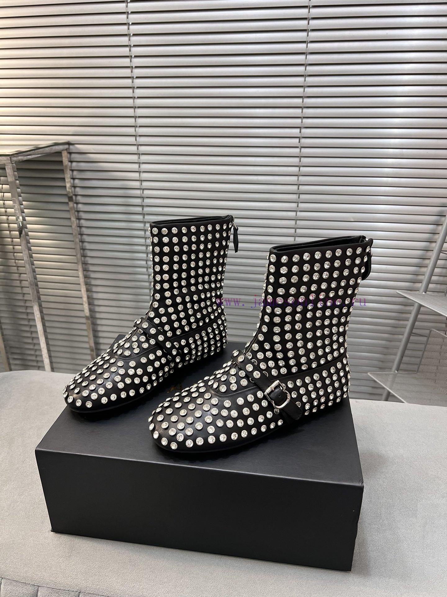 Alaia Runway Style Flat Bottomed Rhinestone Studded Short Boots 🩰A Super Popular And Dazzling S u516wg9a - Image 3