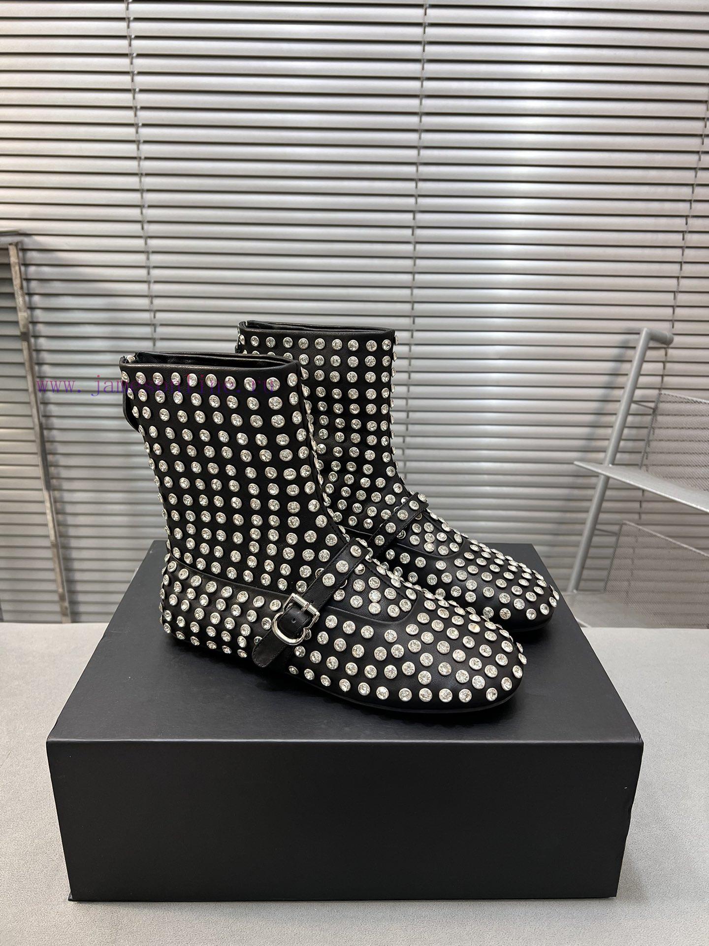 Alaia Runway Style Flat Bottomed Rhinestone Studded Short Boots 🩰A Super Popular And Dazzling S u516wg9a - Image 5
