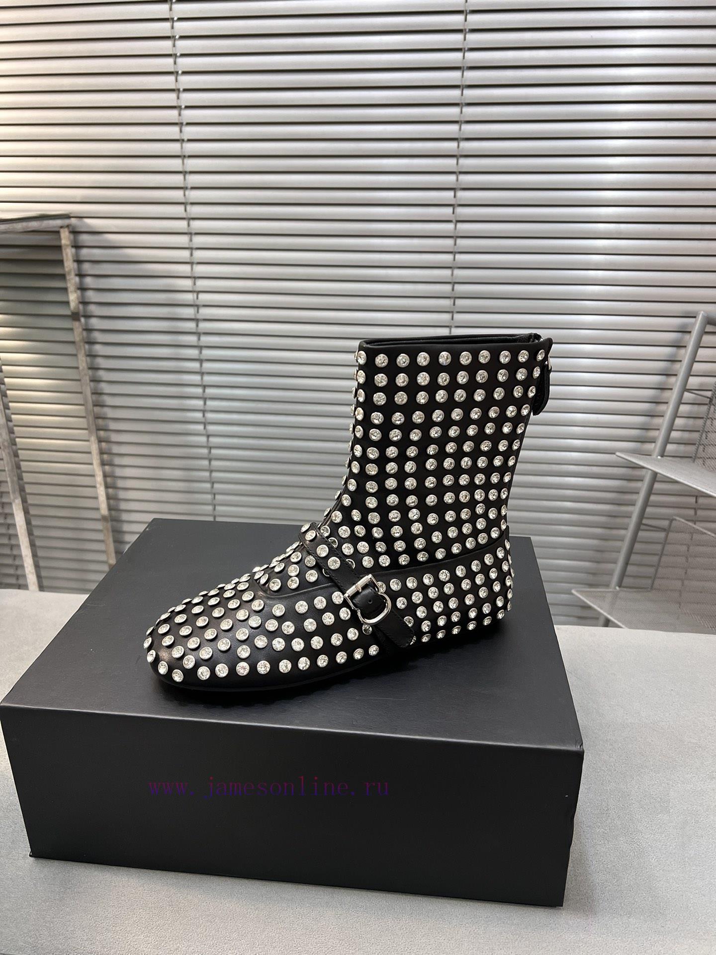 Alaia Runway Style Flat Bottomed Rhinestone Studded Short Boots 🩰A Super Popular And Dazzling S u516wg9a - Image 7