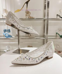 Top Flat Sole Single ShoeR ᴇɴᴇ C ᴀᴏᴠɪʟʟᴀ | 2024s 𝐒 Heavy Industry RC Crystal Gemstone Silk Heel yujtp76j