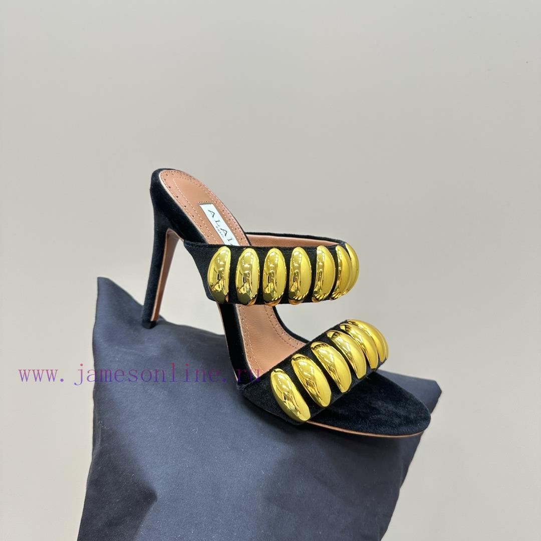 Black Color 380ALAIA24 Spring/summer Silver Metallic Suede Sandals Have Insights Into Women's B 5ty9y91v - Image 8