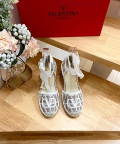 Valentino Garavani/Valentino Poe Heel Canvas V New Fisherman's Shoes-Large V Canvas Decoration- jx860mip