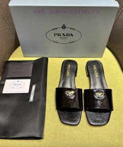 Prada/Prada 2024 Spring/Summer New Product Saffiano Lacquer Leather Slippers Shine On Xiaohongs ip8563f6
